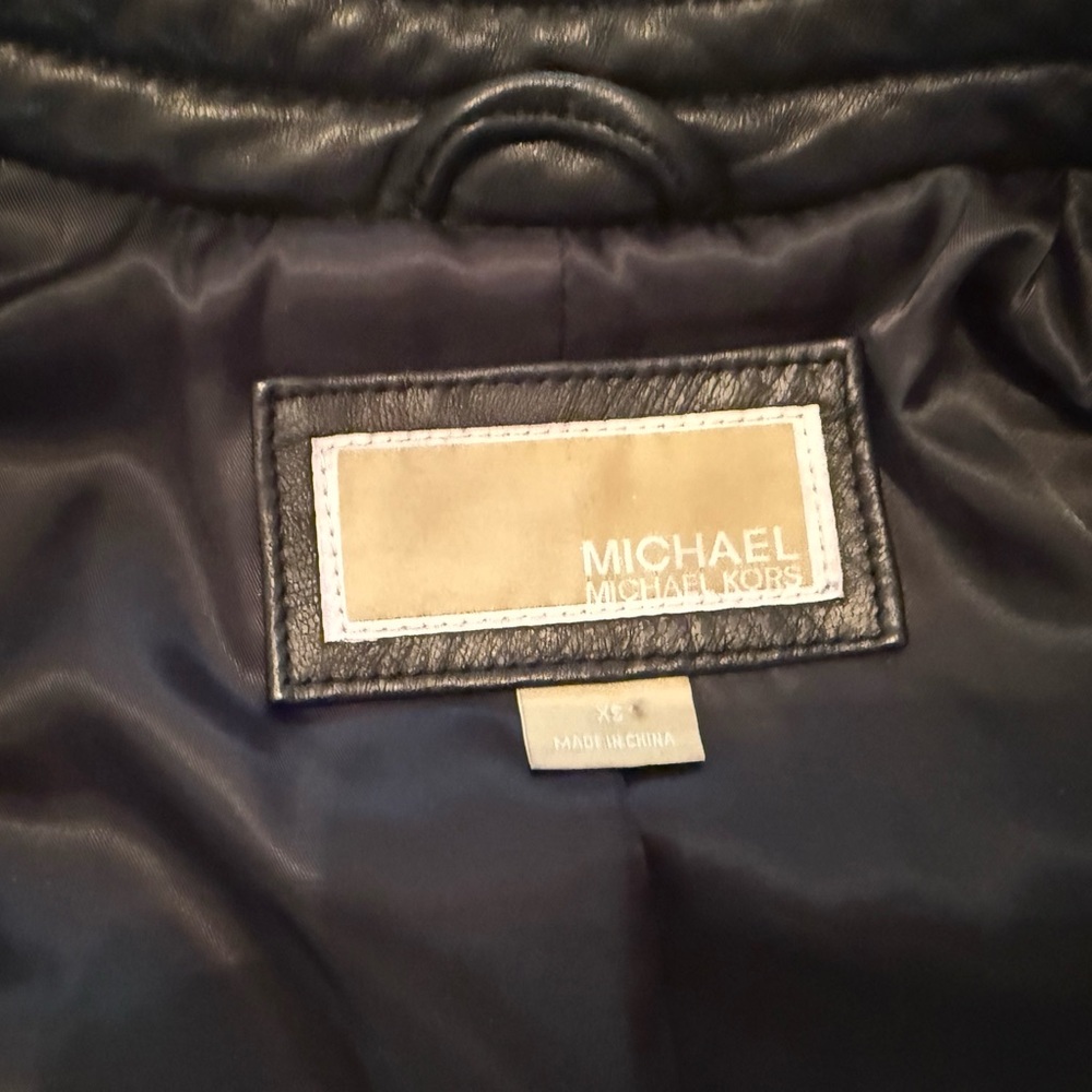 Michael Kors Black Leather Moto Jacket EUC / Like New - Picture 6 of 7